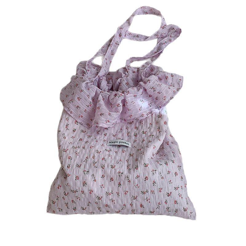 Lotus leaf floral cloth bag women's bag new lady wind tote bag large capacity shoulder bag