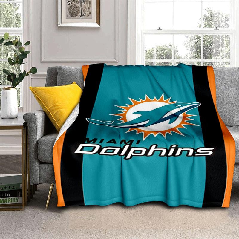 Vintage Miami Dolphins Team Logo Blanket Home Decor Soft And Comfortable Bedroom Sheet Outdoor Plush Blanket