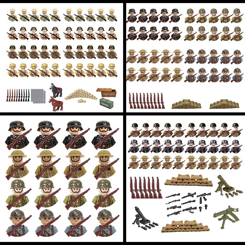 WII Military Figure Building Blocks: Weapons & Soldiers Toy Set for Boys