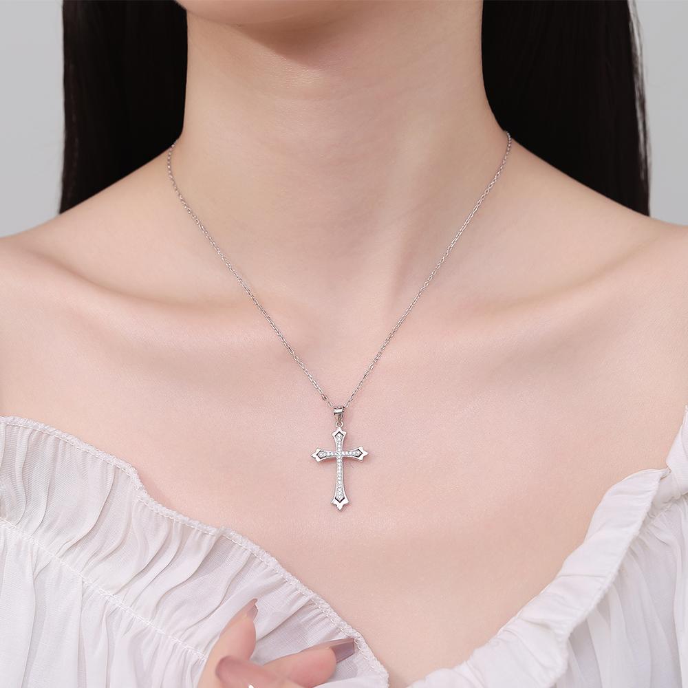 New Design Fashion 925 Sterling Silver Cross Cz Pendant Women Charm Jewelry
