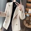 Women Loose Short Tweed Style Solid Color Turn Down Collar Casual Winter Coat