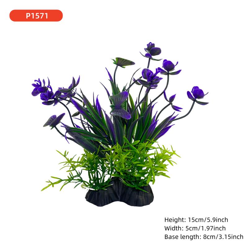 1PCS Aquarium Decor Set - Vibrant Green Plastic Plant Ornaments - Fish Tanks, Durable Pvc Material 15cm/5.9inch