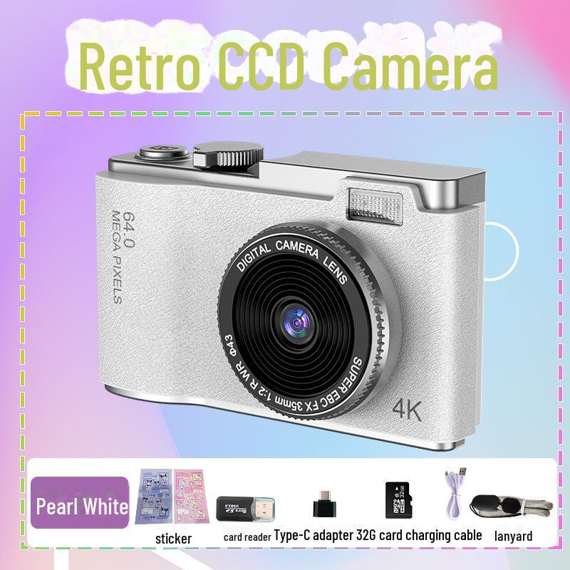 Retro Style 4K HD Dual Camera: Trendy Portable Digital Camera for Students