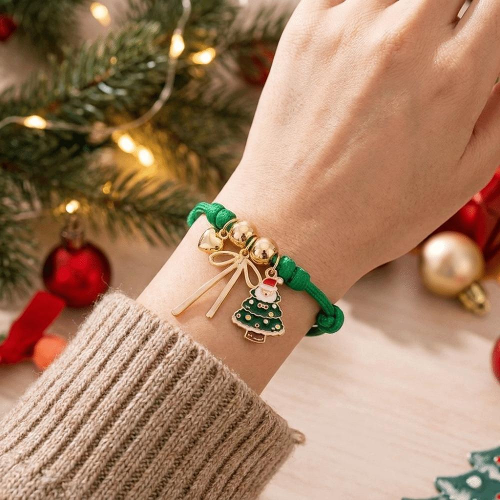 Santa Claus Pendant Bracelet Cartoon Handmade Hand Strap Fashion Woven Rope Christmas