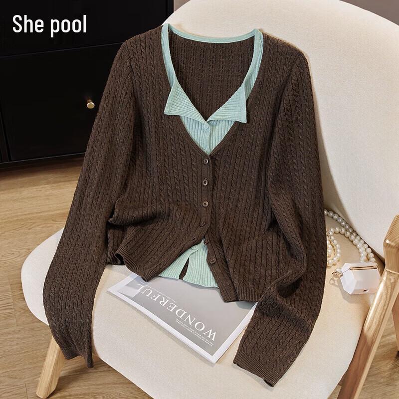 Women's Faux Two-Piece Color Block Knit Top