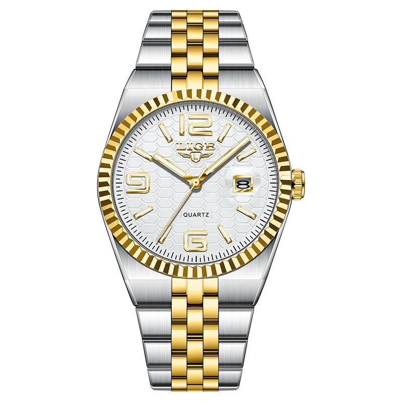 LIGE Business Mens Watches Elegant Quartz Wristwatches 30M Waterproof Luminous Steel Fashion Watches Mens Gifts Reloj Hombre