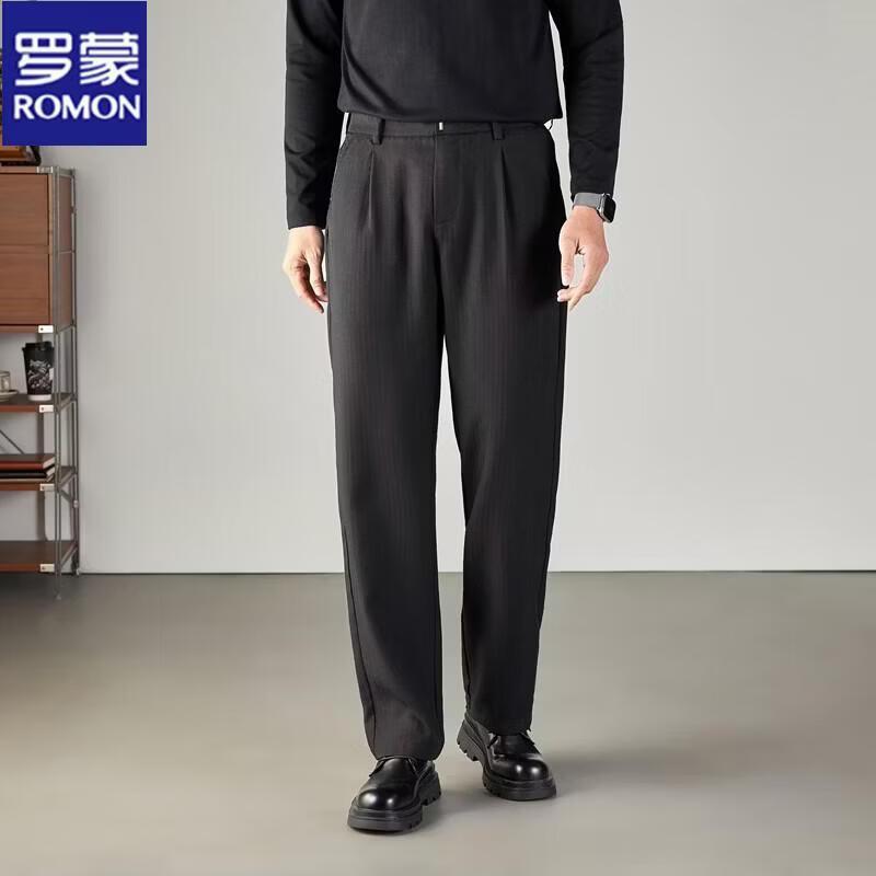 

ROMON Men s Tencel Linen Straight-Leg Casual Pants 35
