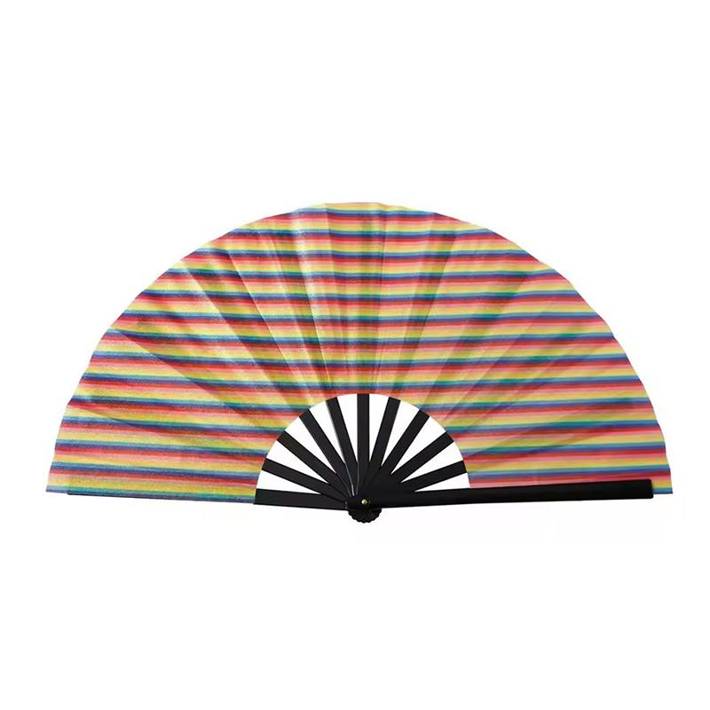 Bright Folding Fan Bright Color Rainbow Starry Sky In The Dark Festival Acting Hand Fans Women Girl Party Dancing Fan