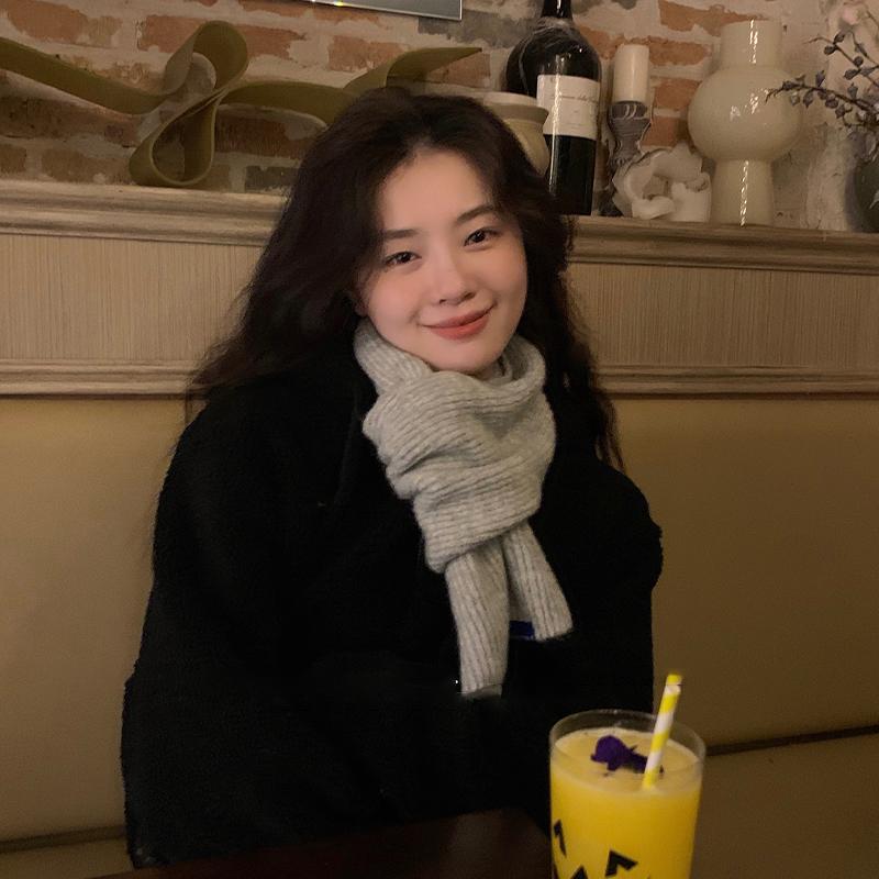 Cross Short Scarf For Women Winter Warm Wool Knitted Scarf Student Korean Style Couple Style All-Match