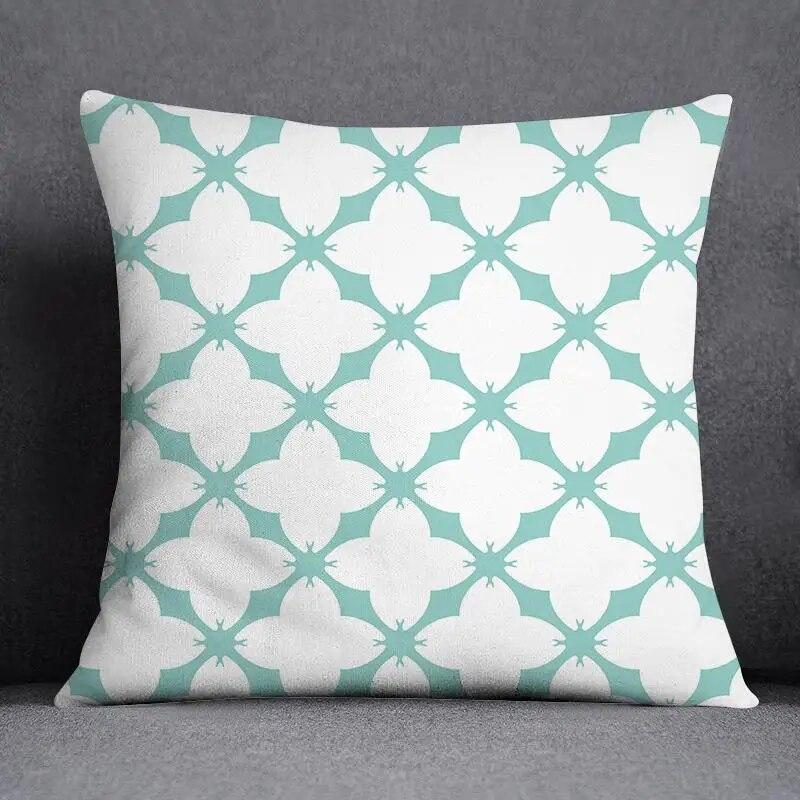45x45cm Fresh Green Simple Geometric Pillow Cover Living Room Sofa Office Seat Car Waist Cushion   Home Decoration
