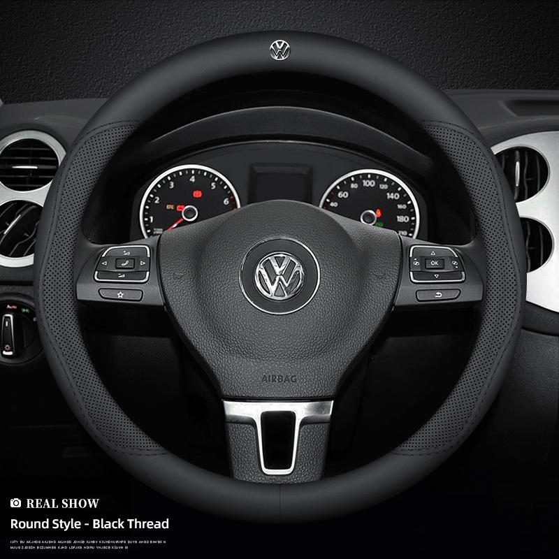 O4Volkswagen Car Nappa Leather Steering Wheel Cover Auto Accessories For VW GTI Polo Golf MK7 Passat B8 Tiguan Jetta T-ROC ID.4 CC