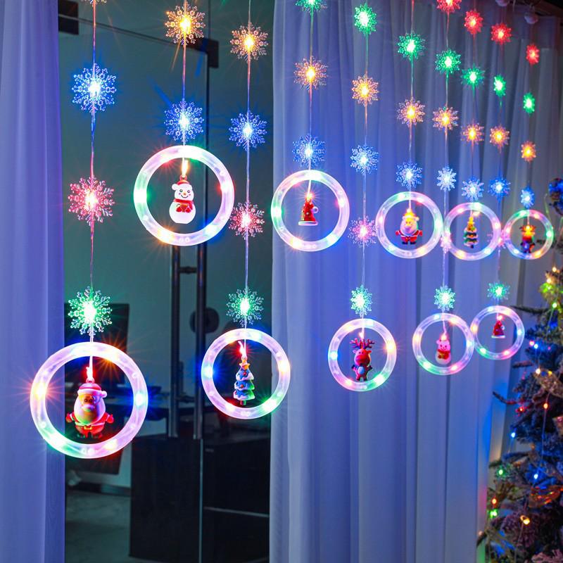 LED Christmas Star Curtain Lights - Festive Atmosphere with Wishing Ball & Flashing Colors