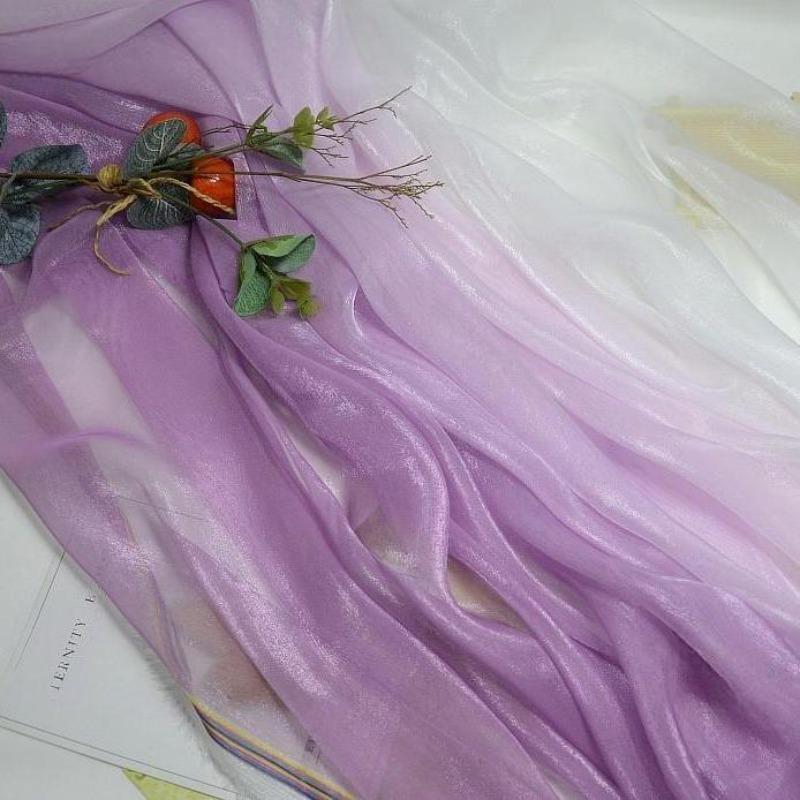 3/5/10m Multicolor Gradient Silk-Crepe Chiffon Fabric for Handmade DIY Sewing Hanfu Apparel Making Wedding Decoration