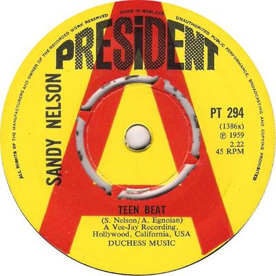 7inch Record SANDY NELSON / PRESTON EPPS - Teen Beat / Bongo Rock PT294PROMO President Recor UK Pop Used