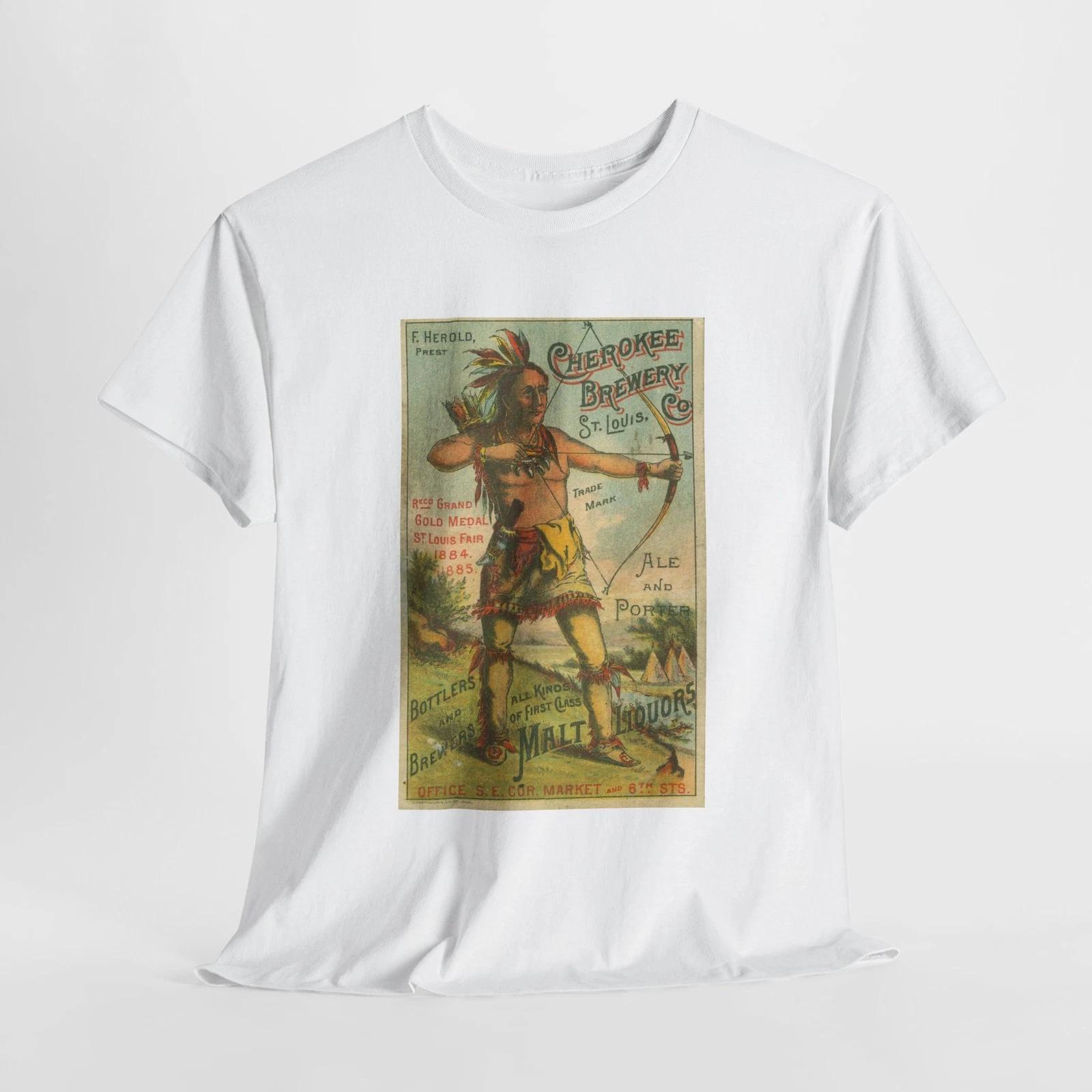 

Vintage Cherokee Brewery Company St Louis 1885 T-Shirt, Unisex Graphic Tee, Beer XL