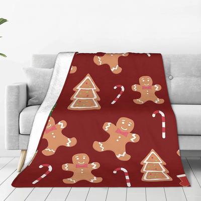 Christmas Gingerbread Cookies Blanket Multi-function Flannel Sofa Throw Blanket for Couch Bedding Travel Throws Bedspread Quilt