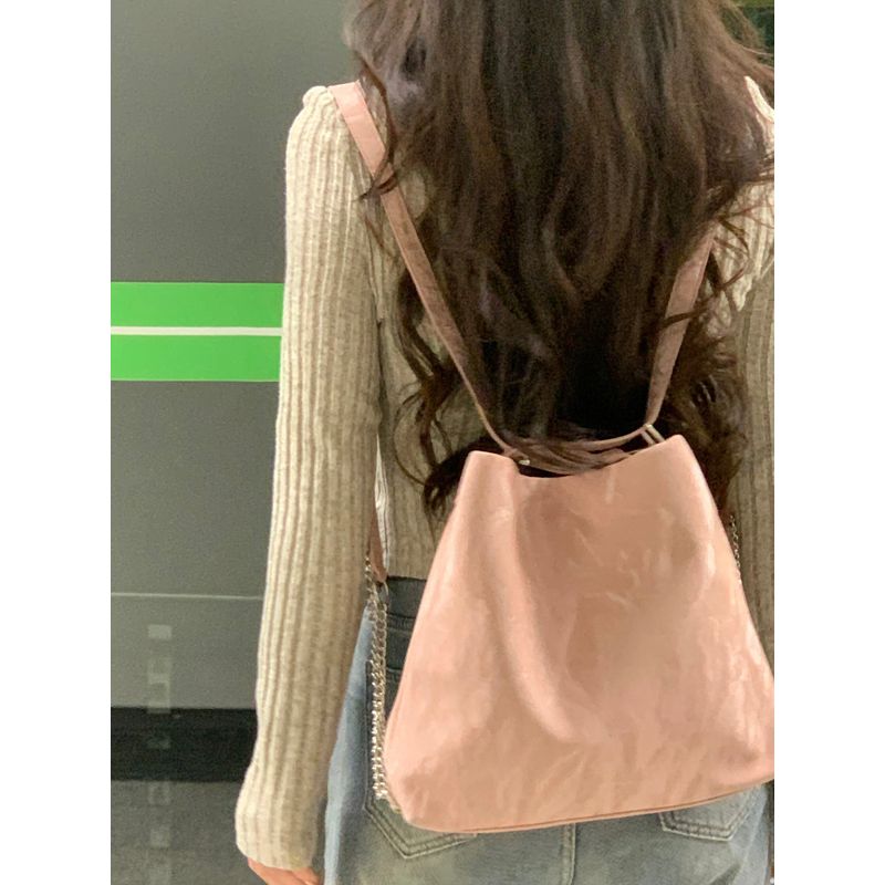

Niche Style Large Capacity Work Clothing Tote Bag Women 2025 New Arrival Fancy Easiest for Match Shoulder Crossbody Multipurpose Backpack Pink