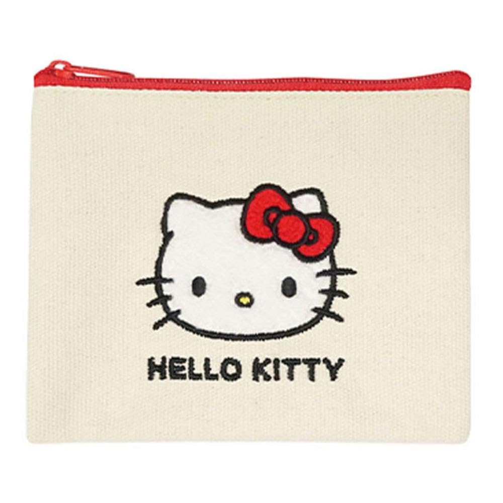 Sanrio Characters Canvas Flat Mini Pouch Hello Kitty Red SAC-HFM-KTR H9W13D0.5cm