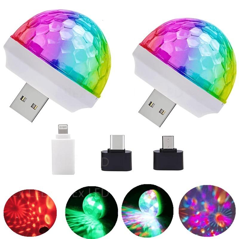 Lumină ambientală LED pentru mașină DJ RGB Mini Colorată Interfață sunet muzică Atmosferă petrecere de sărbători Lampă interioară cupolă portbagaj