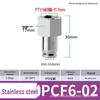 Zhuo Ji 304 Stainless Steel PCF8-02 Push-to-Connect Pneumatic Hose Quick Connector, High-Temperature Resistant, Internal Thread Straight Fitting