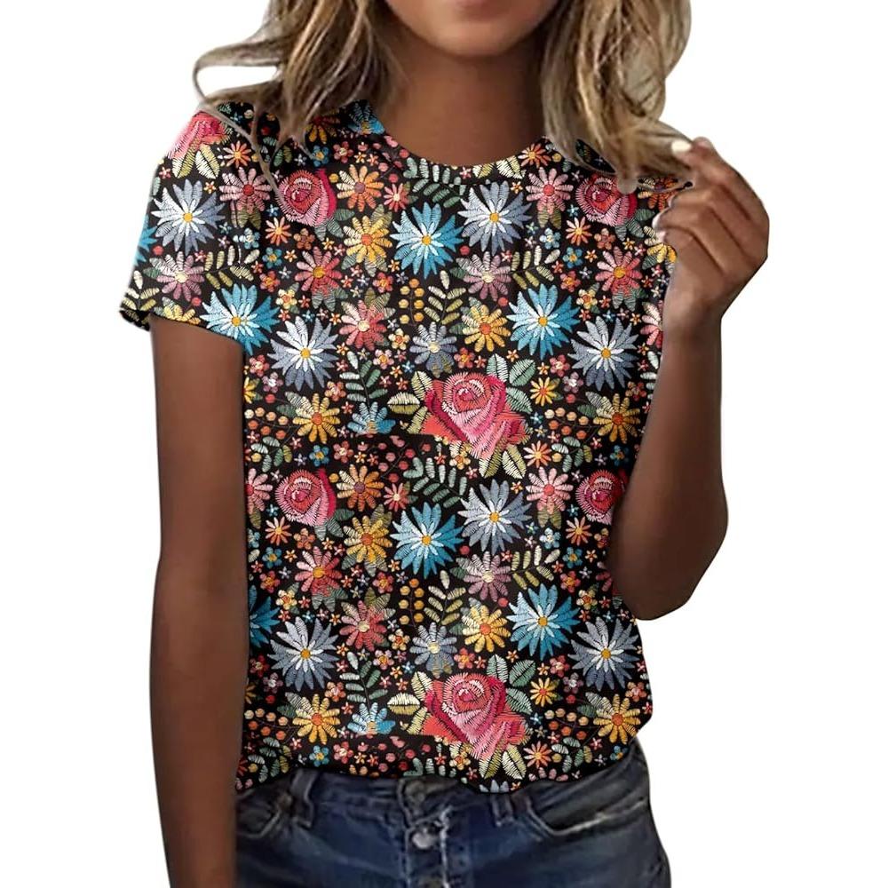 

Popular women s T-shirt 3D printed O-neck casual women s top 2XS