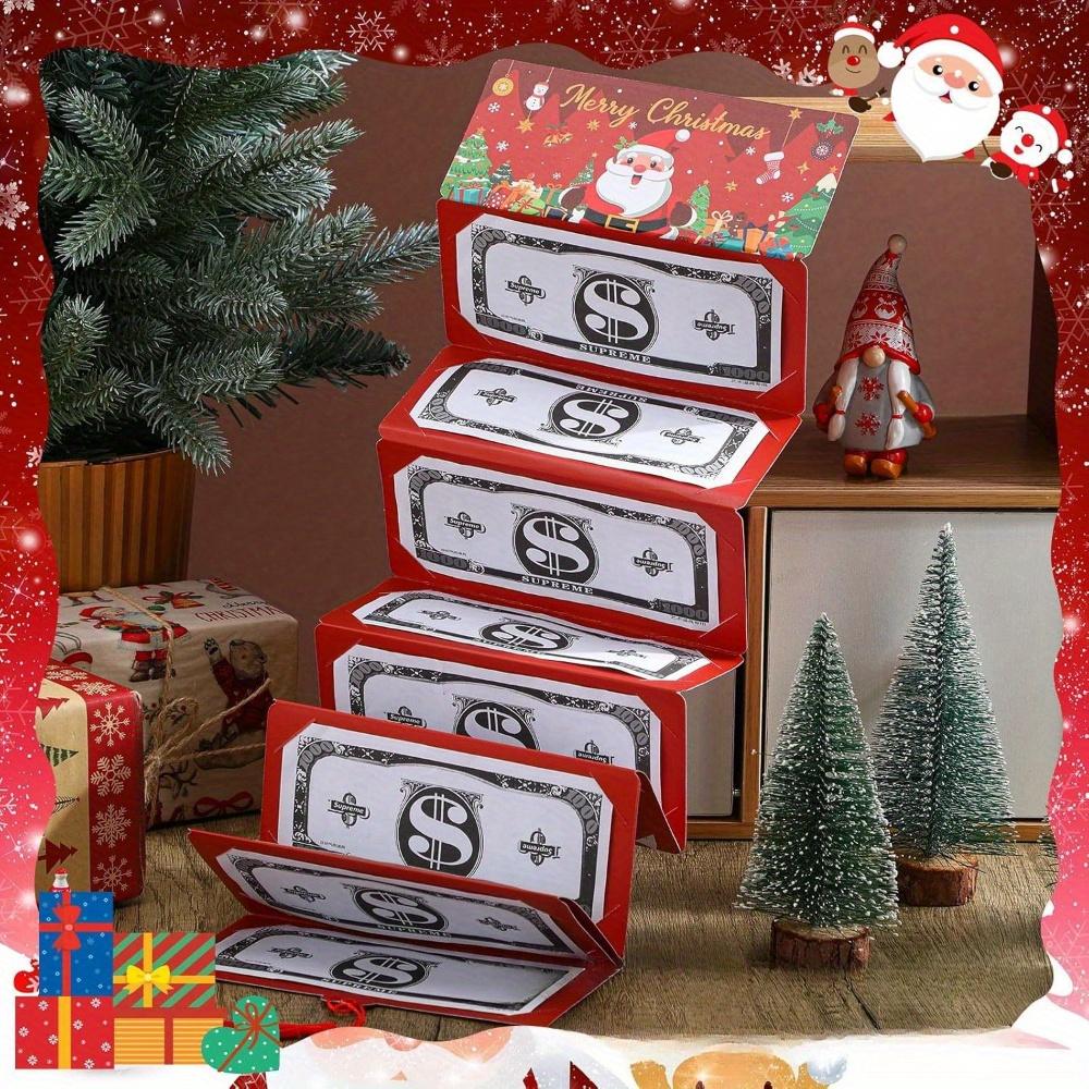 3-Pack Merry Christmas Gift Card & Cash Holders - 10-Pocket Durable Holiday Paper Stockings for Birthdays Thanksgiving New Year