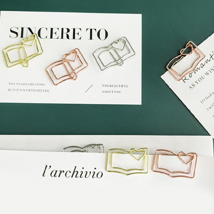 30Pcs Book Shape Paperclips Metal File Paper Clip Metal Bookmarks Clips for Display Hanging File Document Postcard