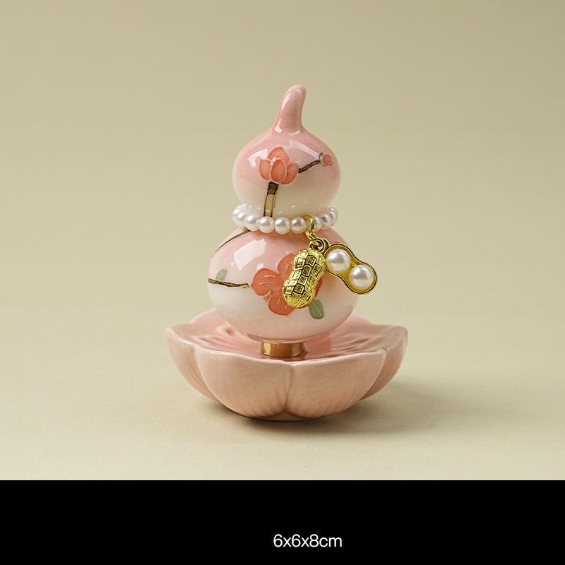 Jingdezhen Art Deco Good Fortune Gourd Ceramic Handicraft Ornament Rotatable Tea Pet Desktop Decor Elegant Gift for Women