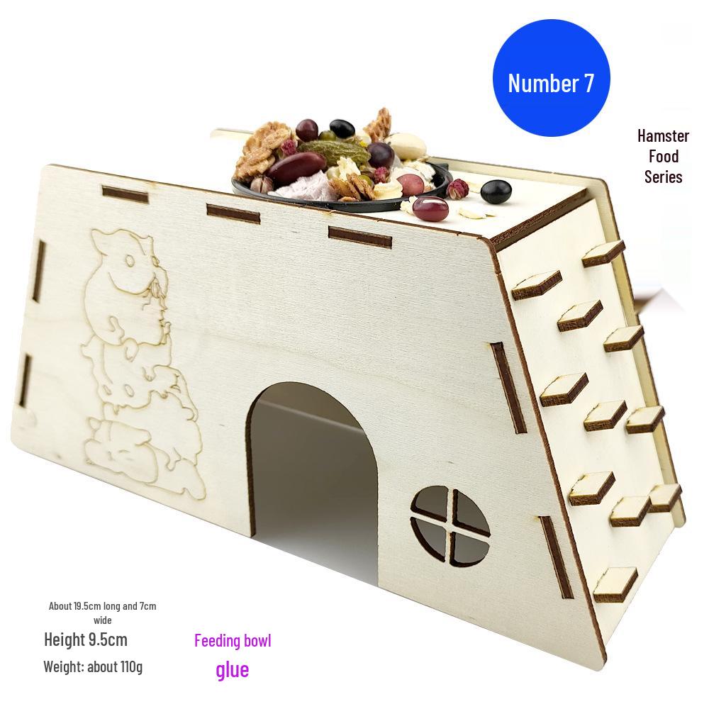 Ensemble de gamelles en bois et de jouets éducatifs pour hamster: Balançoire, piste, cachette, cadre d'entraînement et escaliers d'escalade