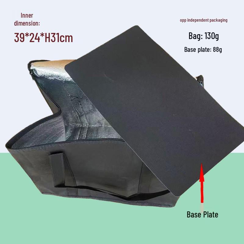 Large Capacity Double Zipper Insulated Picnic Ice Pack Bag – Black Non-woven Fabric