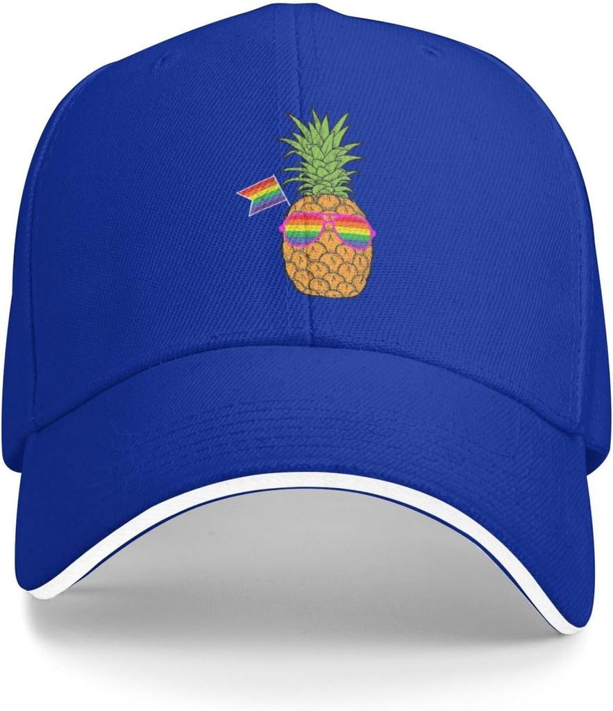 Pineapple LGBT Pride Rainbow Flag Baseball Cap Polyester Adjustable Casual Unisex Adult Hat