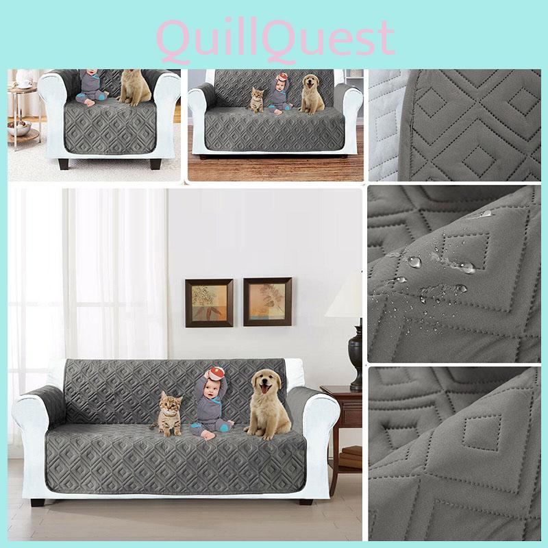 Luxurious Quilted Waterproof Sofa Slip Cover With Adjustable Elastic Strap And Pet Protection