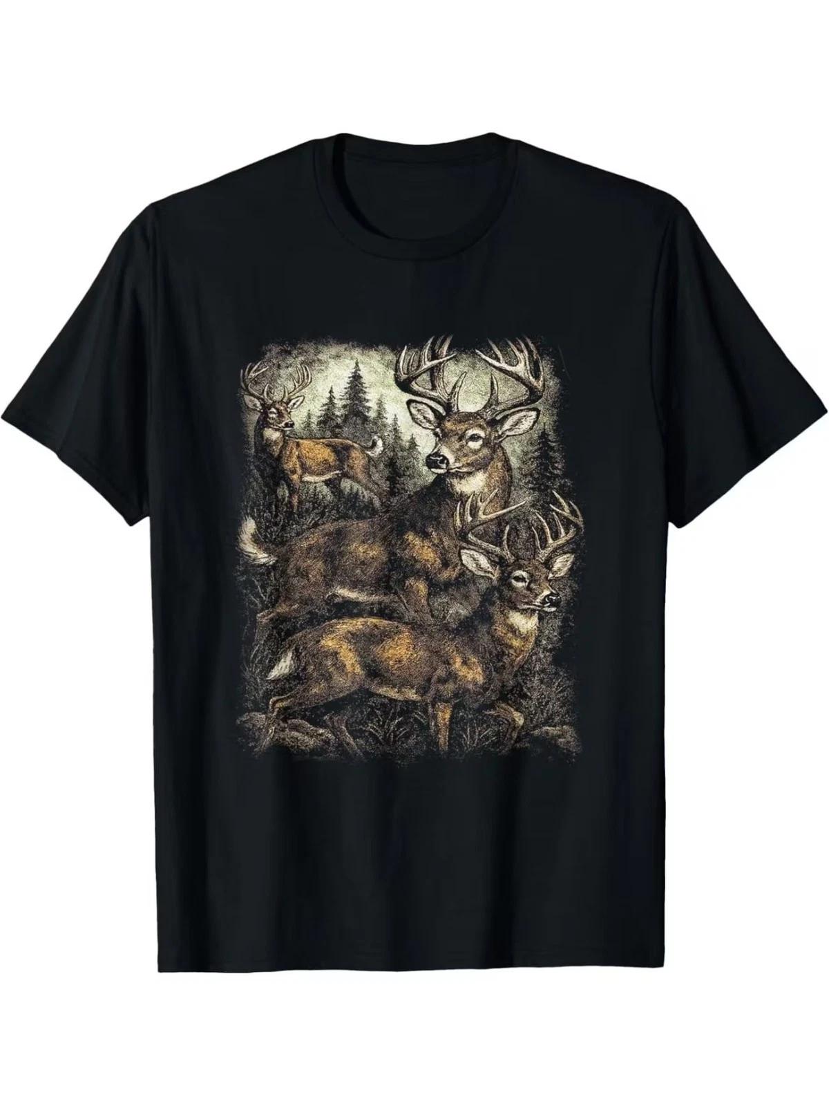 Whitetail Deer Graphic T-Shirt Hunter Gift For Men Country Woods Camo Tee 2XL