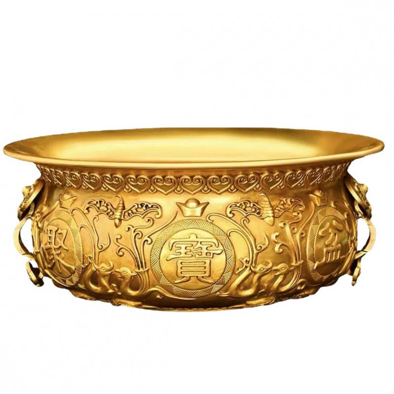 Solid Brass Ornament Incense Burner Copper Treasure Bowl Home Office Shop Counter Entrance Gift