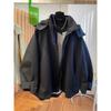 American Vintage Long Sleeve Hooded Trench Women Casual Wide-Waisted Zipper Utility Style Coat Button Patchwork 2025 Autumn