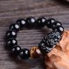 1 Piece 10/12mm Obsidian Bracelet, Feng Shui Obsidian Fortune Bracelet, Women's and Men's Elastic Obsidian Bracelet, Bracelet