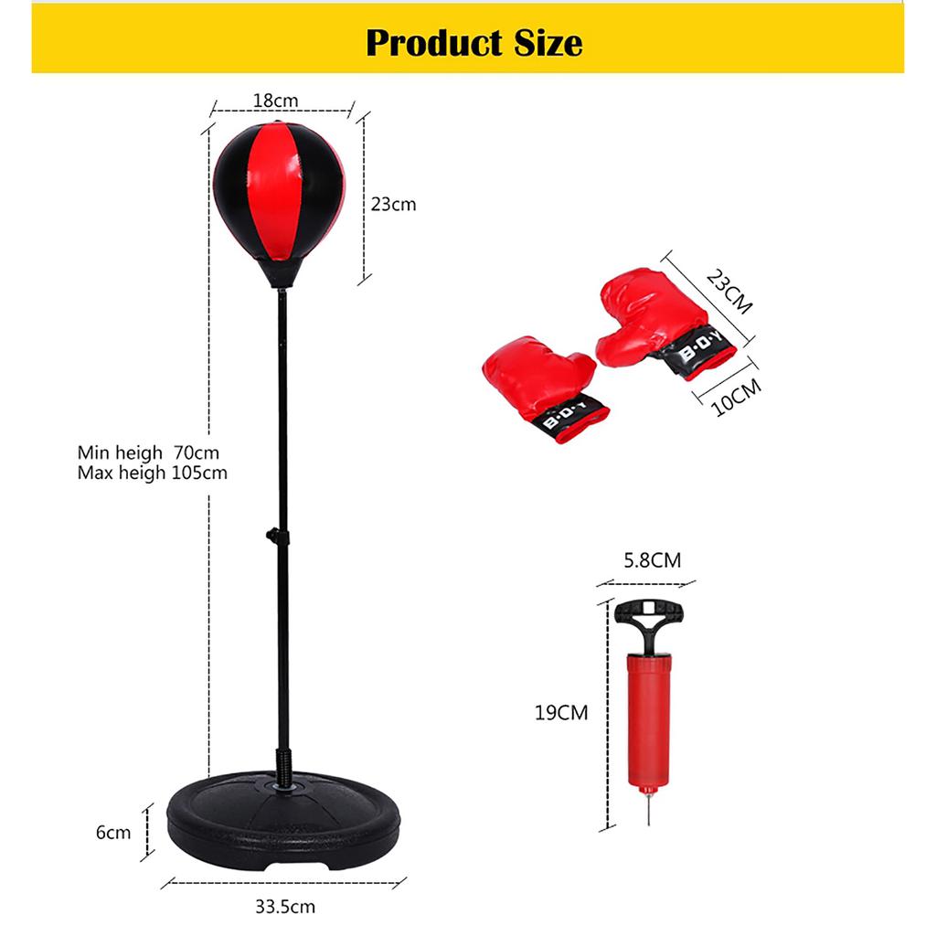 Justerbar Höjd Barn Boxningssäck Hastighet Boxning Sportset Kampspel Med Handskar