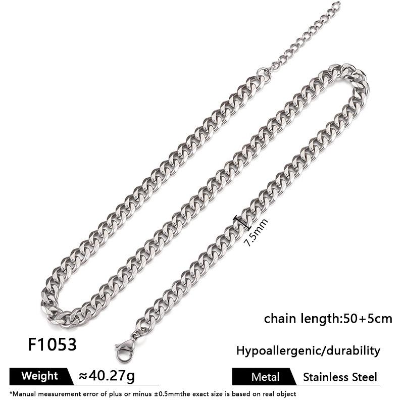 Multi-Size Titanium Steel Cuban, Figaro, Clavicle, and Hip Hop Chain Necklaces