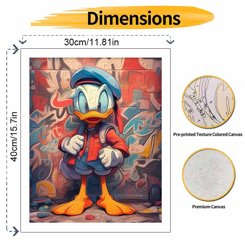 Disney Donald Duck Graffiti Paint By Number Kit Number Drawing Canvas DIY Picture Home Decor Painting Wall Art Oil Colorful Gift 130