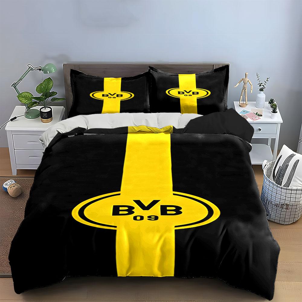 Yellow stripe, "BVB 09" logo. Bedding sets Duvet cover sets Duvet covers Pillowcases(1 * Duvet Cover 2 * Pillowcases without duvet insert)