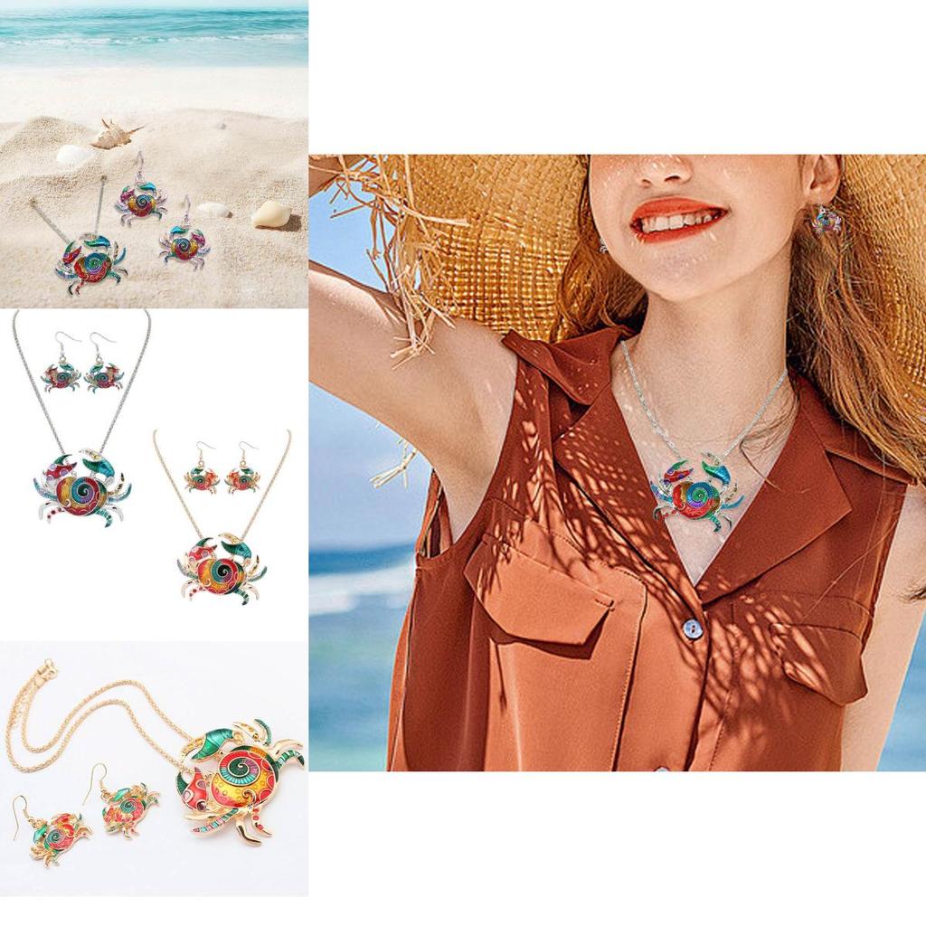 Charming Crab Jewelry Set Featuring Stylish Alloy Necklace And Earrings For Women