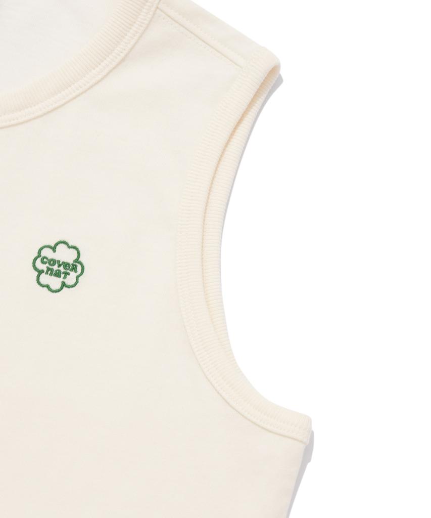 Covernat Woman Crop Clover Heart Sleeveless Ecru
