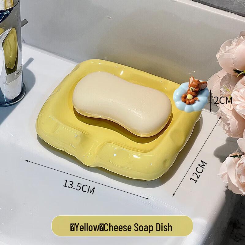 LIEI Cute Ceramic Cheese Soap Dish