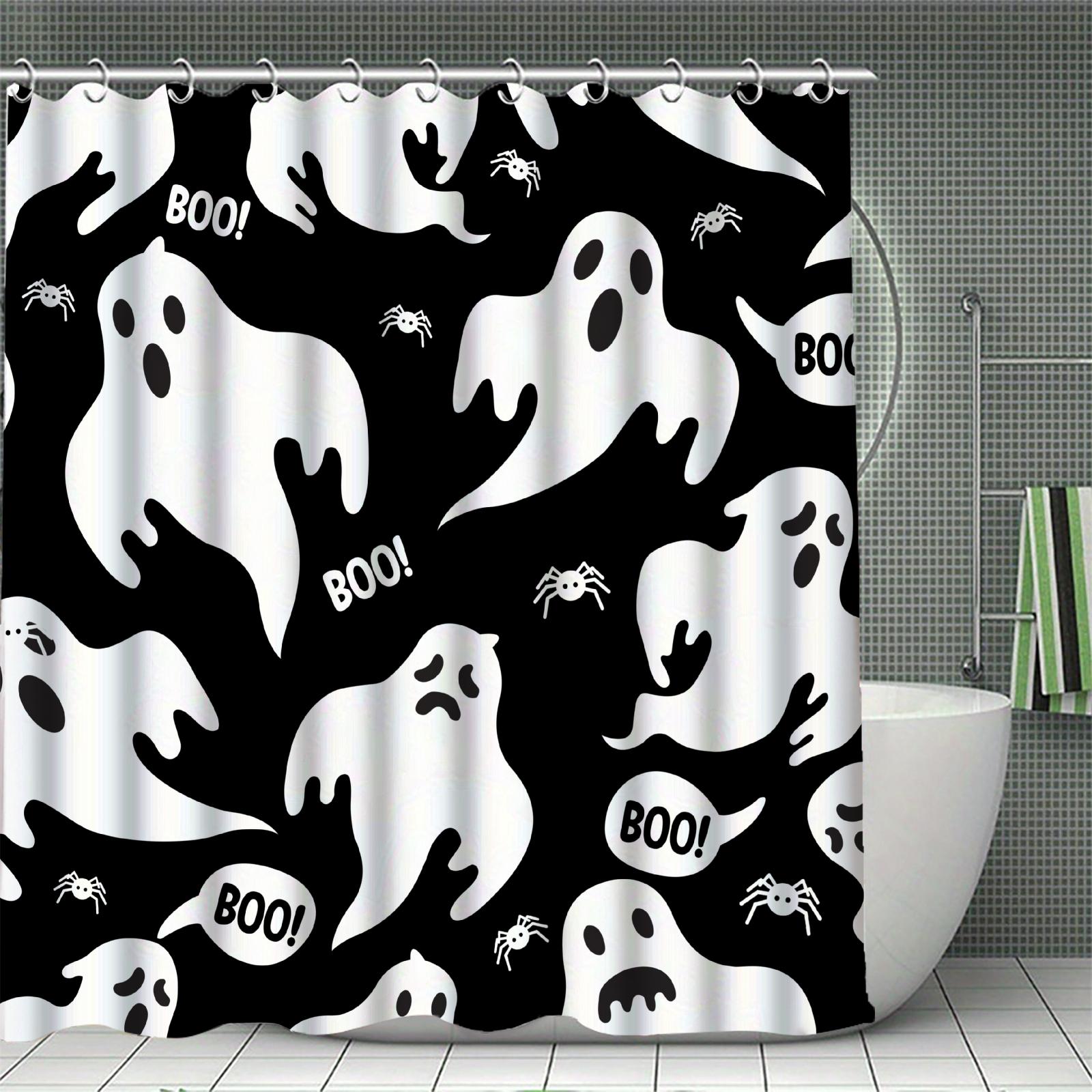 

Happy Halloween Shower Curtain Set 3D Print Waterproof Polyester Fabric Bath Curtain Home Bathroom Halloween Decor With 12 Hooks W60H190(CM)-1 Pcs