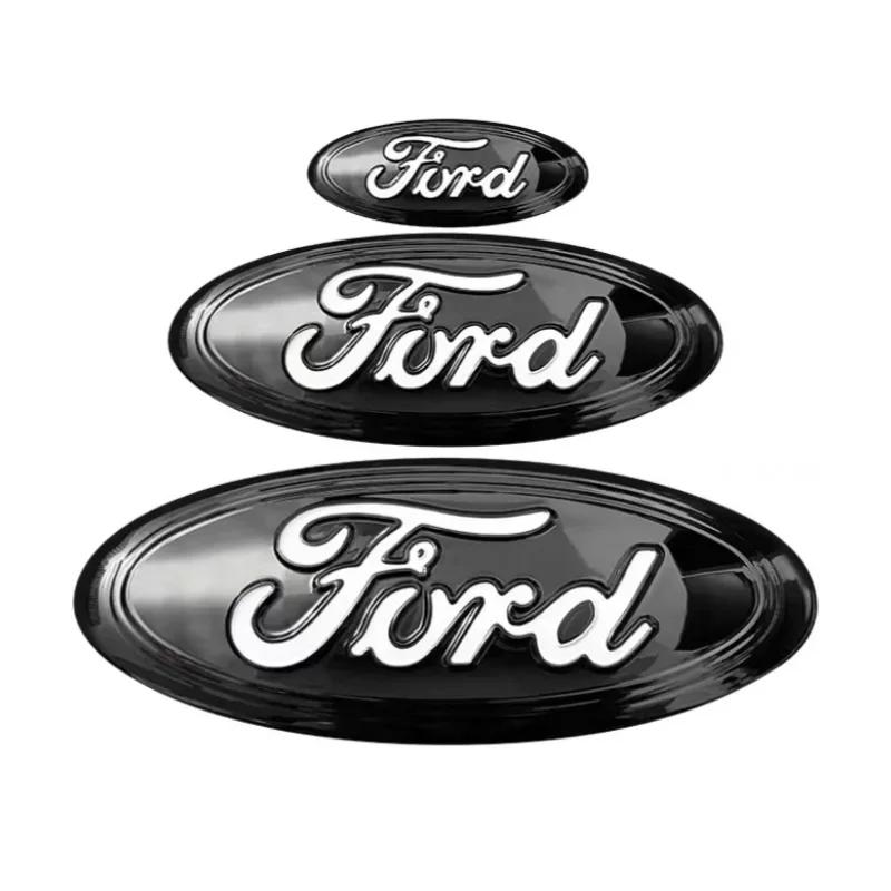 Bilklistremerke Ford 3 stk Bil Front Bak Deksel Merke Rattklistremerke for Ford Kuga Mondeo Explorer Escape ST Focus Edge Tauru