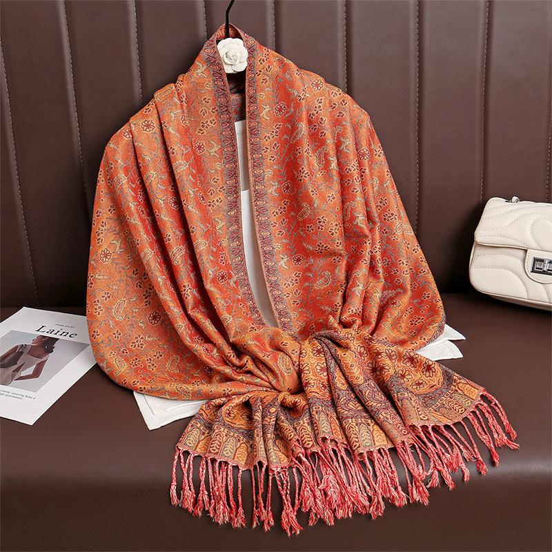 Spring And Autumn Atmosphere Imitation Cashmere Versatile Women'S Scarf Comfortable Shawl Temperament Cashew Jacquard Shawl