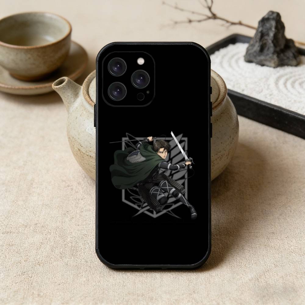 L-Levi A-Attack On Titan Phone Case For iPhone 17 16 15 14 13 12 Max Plus Silicone Black Cover
