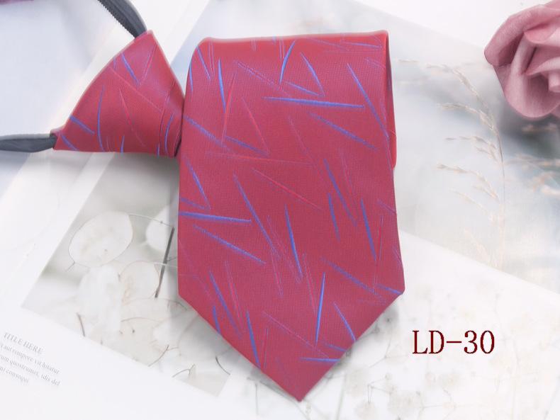 Gravata masculina com zíper para negócios, 8 cm, listras vermelhas e pretas