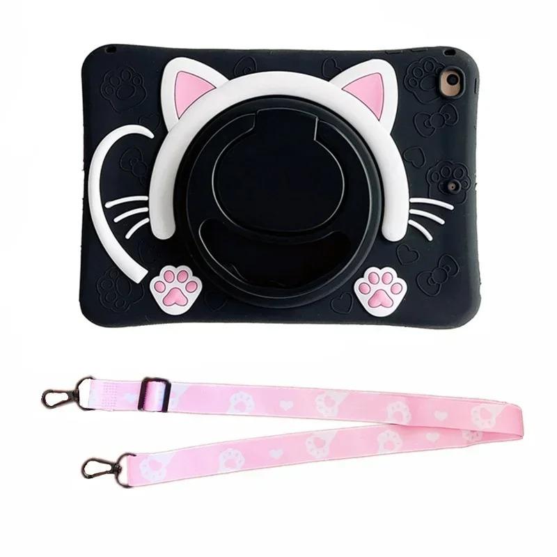 Case for ipad pro mini air and Samsung tablet Tab Kids Case For Xiaomi Mipad 5/6 pro RedMi Pad SE 11" pulgadas silicona cute cat case carrying stand