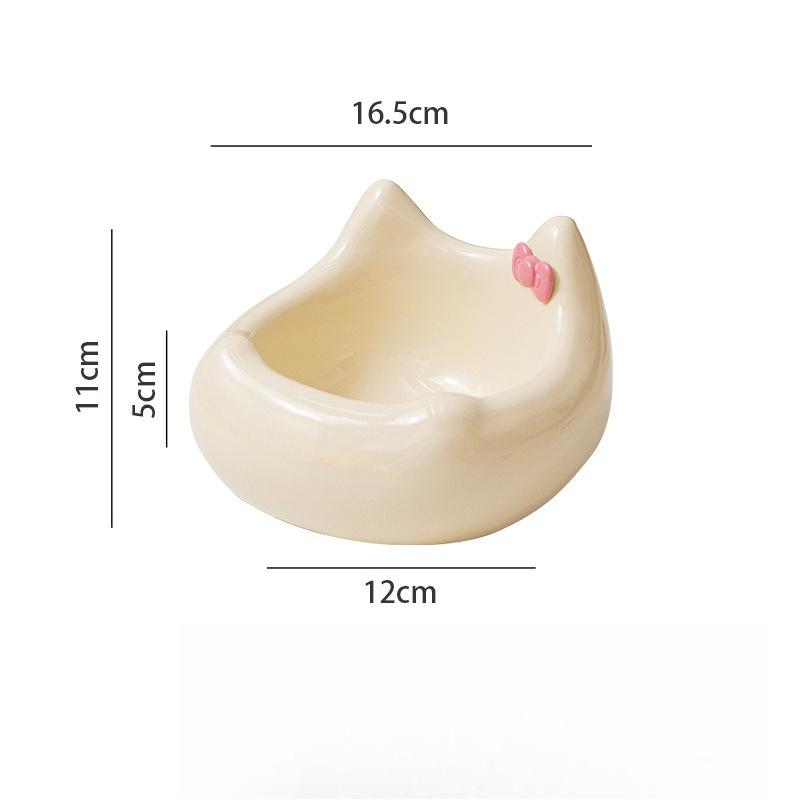 Керамическая миска для кошки Кошка Кошачья миска для корма Миска для питомца Керамическая миска для кошки Защита шеи Наклонная кошачья миска для корма белый